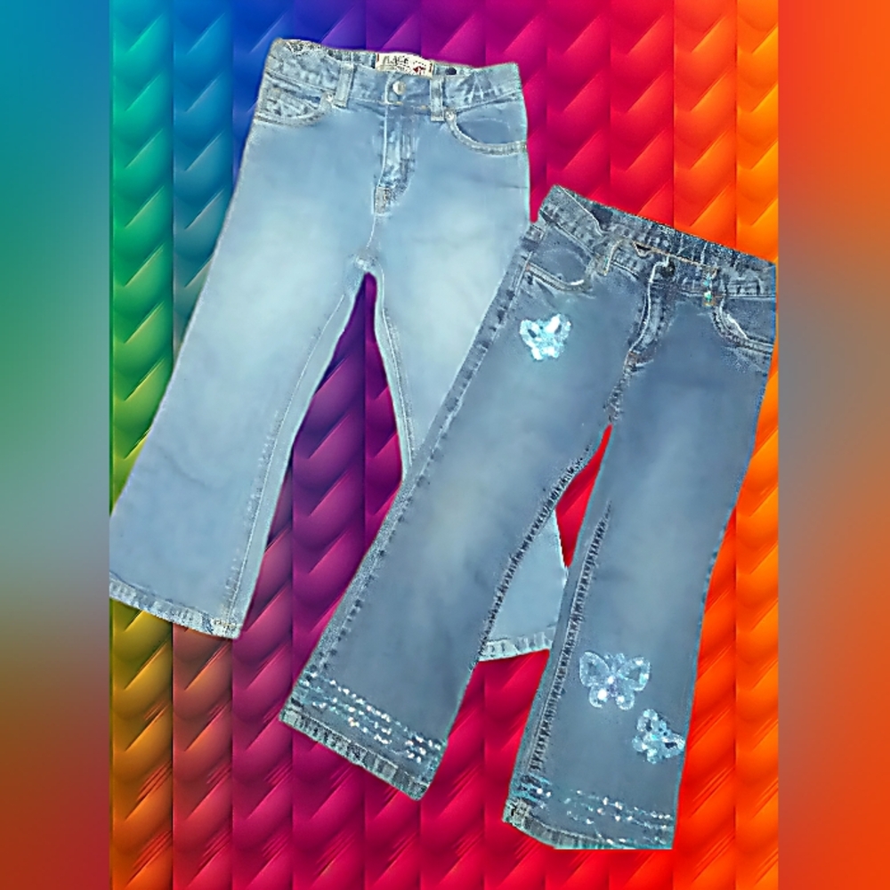 The Children's Place Bundle Of 2 Girls Flare Jeans Size 4T ADORABLE!